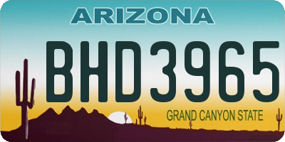 AZ license plate BHD3965