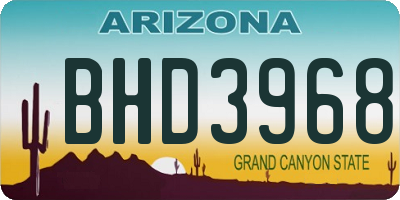 AZ license plate BHD3968