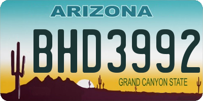 AZ license plate BHD3992