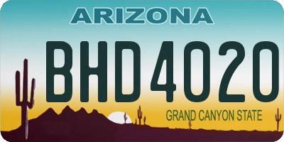 AZ license plate BHD4020