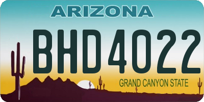 AZ license plate BHD4022