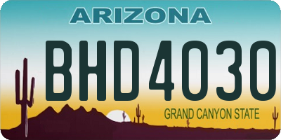 AZ license plate BHD4030