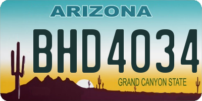 AZ license plate BHD4034