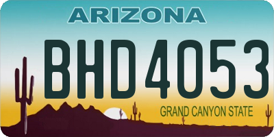 AZ license plate BHD4053