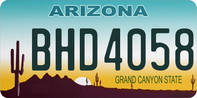 AZ license plate BHD4058