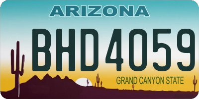 AZ license plate BHD4059
