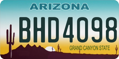 AZ license plate BHD4098