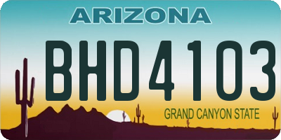 AZ license plate BHD4103