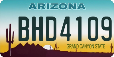 AZ license plate BHD4109