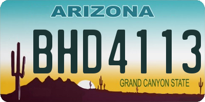 AZ license plate BHD4113