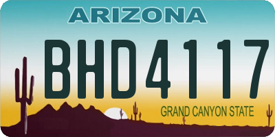 AZ license plate BHD4117