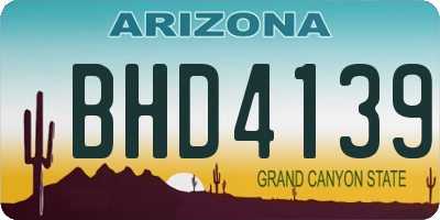 AZ license plate BHD4139
