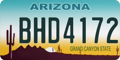 AZ license plate BHD4172