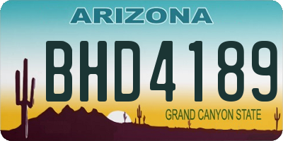 AZ license plate BHD4189
