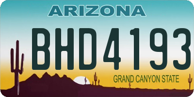 AZ license plate BHD4193