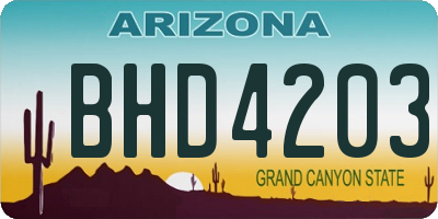 AZ license plate BHD4203