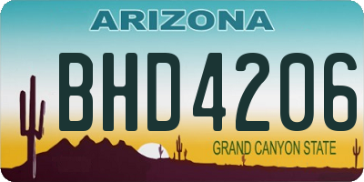 AZ license plate BHD4206
