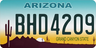 AZ license plate BHD4209