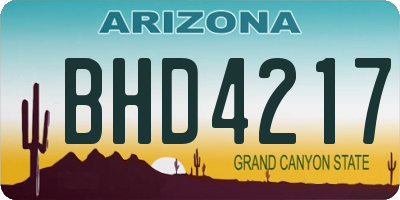 AZ license plate BHD4217