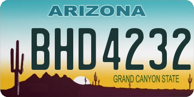 AZ license plate BHD4232