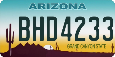 AZ license plate BHD4233