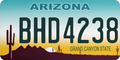 AZ license plate BHD4238