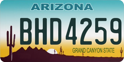 AZ license plate BHD4259