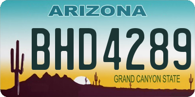 AZ license plate BHD4289