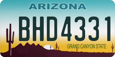 AZ license plate BHD4331