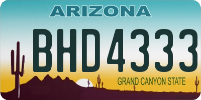 AZ license plate BHD4333