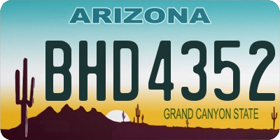 AZ license plate BHD4352