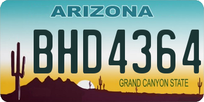 AZ license plate BHD4364
