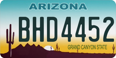 AZ license plate BHD4452