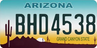 AZ license plate BHD4538