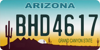 AZ license plate BHD4617