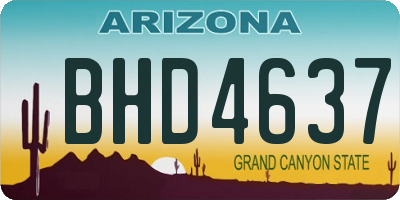 AZ license plate BHD4637
