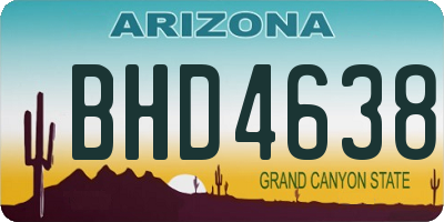 AZ license plate BHD4638