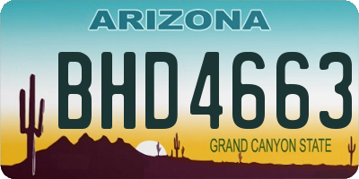 AZ license plate BHD4663