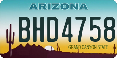 AZ license plate BHD4758