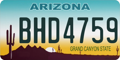 AZ license plate BHD4759