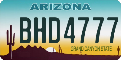 AZ license plate BHD4777