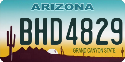 AZ license plate BHD4829
