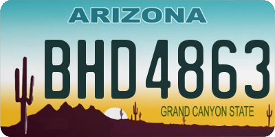 AZ license plate BHD4863