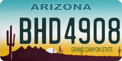 AZ license plate BHD4908