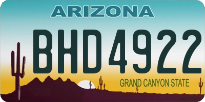 AZ license plate BHD4922