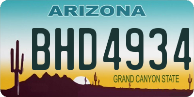 AZ license plate BHD4934