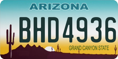 AZ license plate BHD4936