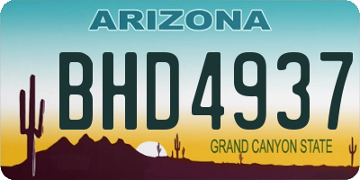 AZ license plate BHD4937