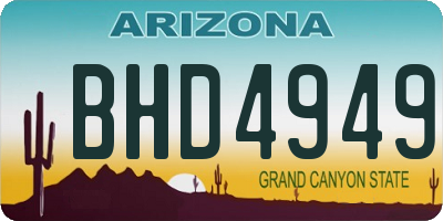 AZ license plate BHD4949