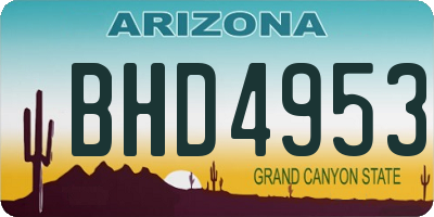 AZ license plate BHD4953